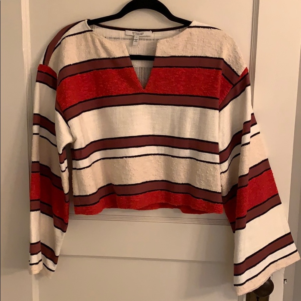 Derek Lam 10 Crosby striped bell sleeve crop top